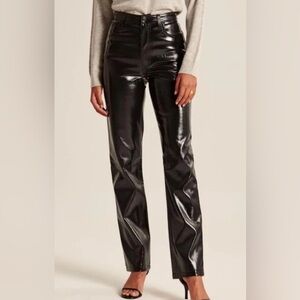 NWT Abercrombie & Fitch Curve Love Dark Blue Vegan Leather Pants- 32 / 14